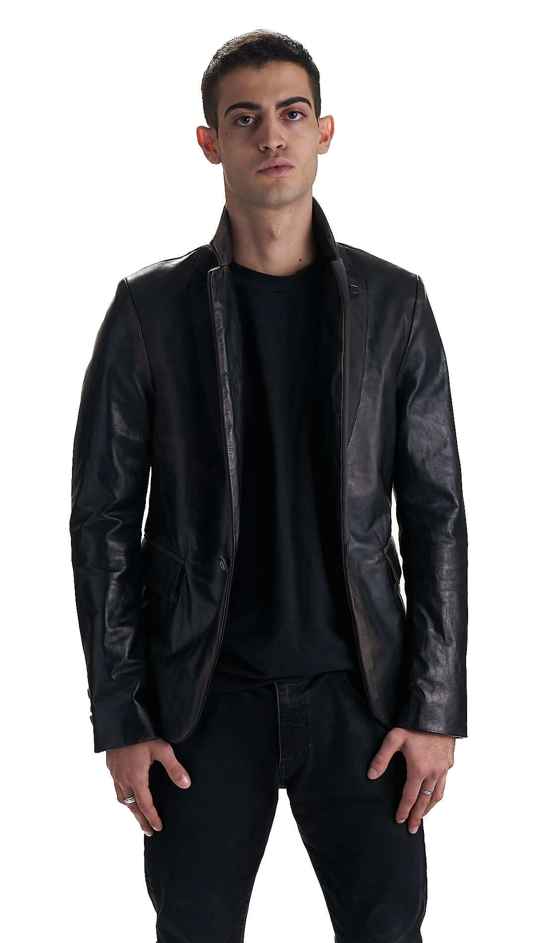 DANIELE BASTA LEATHER AND SILVER JACKET 